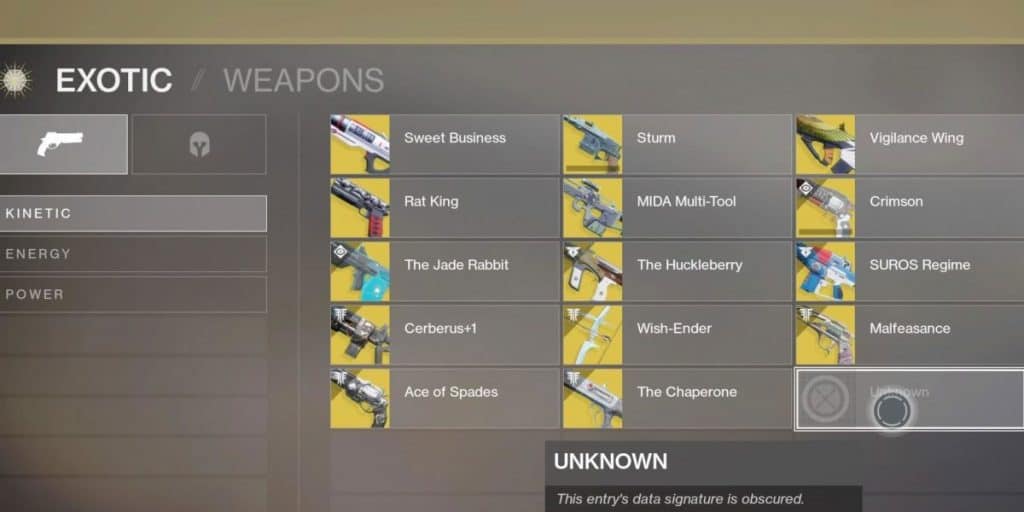 Destiny 2: List Of Exotic Weapons And Armour