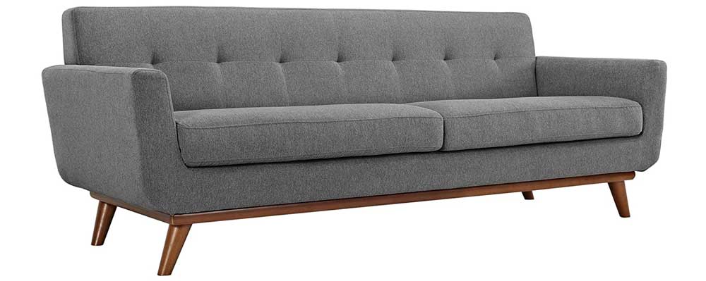 Modway Engage Mid-Century Modern Upholstered Fabric Sofa for heavy person