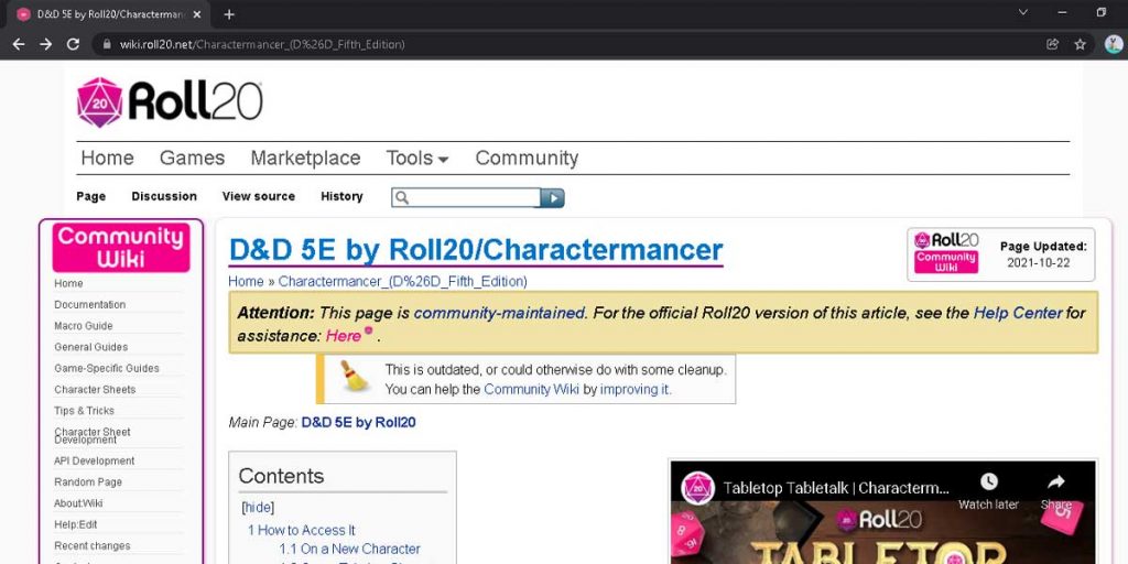 Roll20 Charactermancer